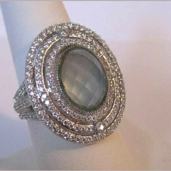 Judith Ripka SS CZ Blue Quartz Diamonique Ring - Main Image